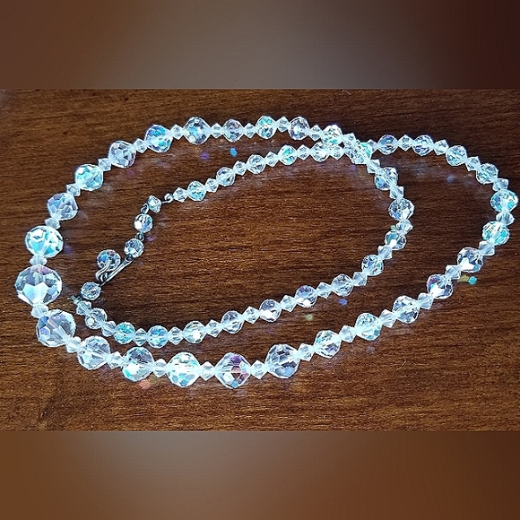 Aurora Borealis Vintage Crystal Necklace 1950's STUNNER - Picture 11 of 13
